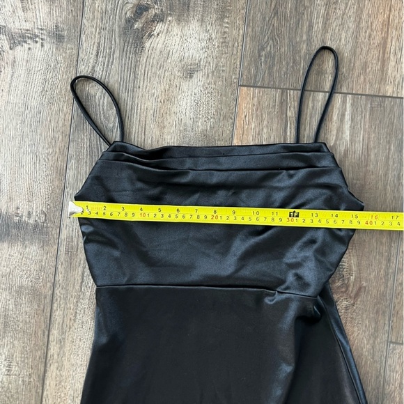Windsor Junior Women’s Black Satin Mini Dress Draped Sweetheart Cocktail Size L - Picture 7 of 13